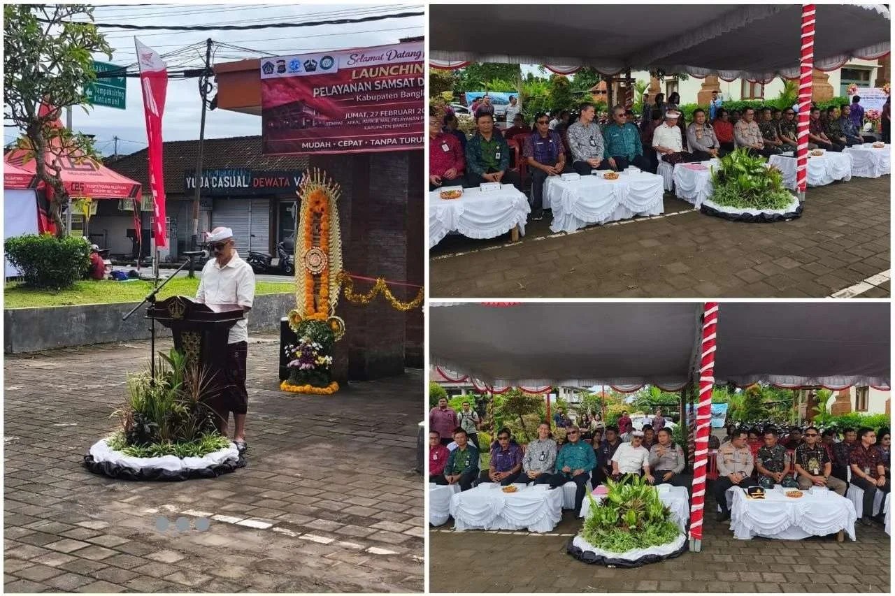 Wakil Bupati Bangli I Wayan Diar saat meresmikan layanan Samsat Drive Thru di MPP Bangli.
