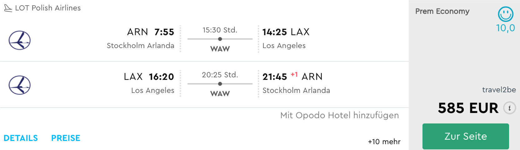 Günstig premium economy class nach los angeles fliegen