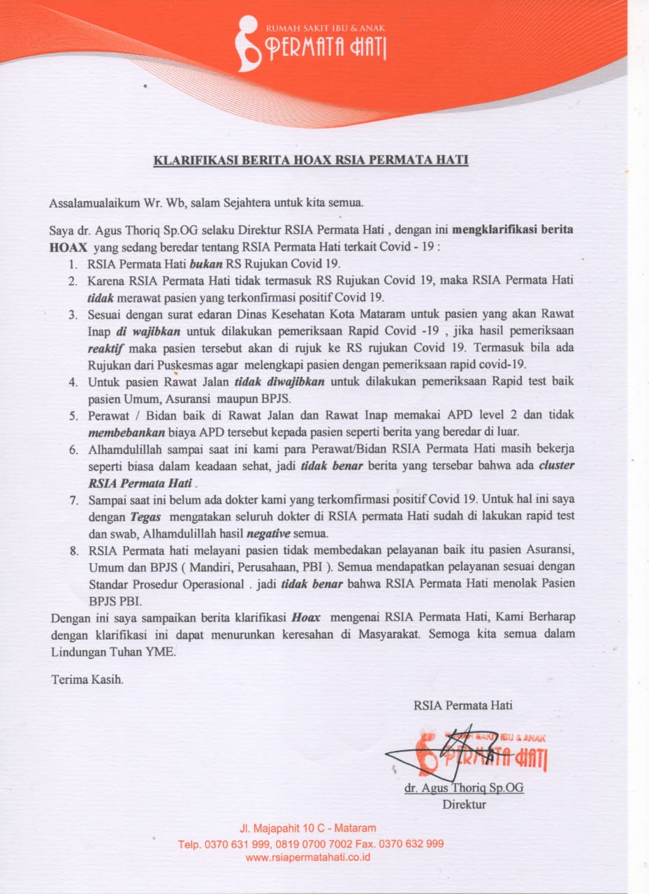 Jangan ragu dan merasa resah ketika hendak liburan ke mana saja di seluruh nusantara tercinta ini,karena liburan . Rsia Permata Hati Klarifikasi Berita Hoax Insidelombok