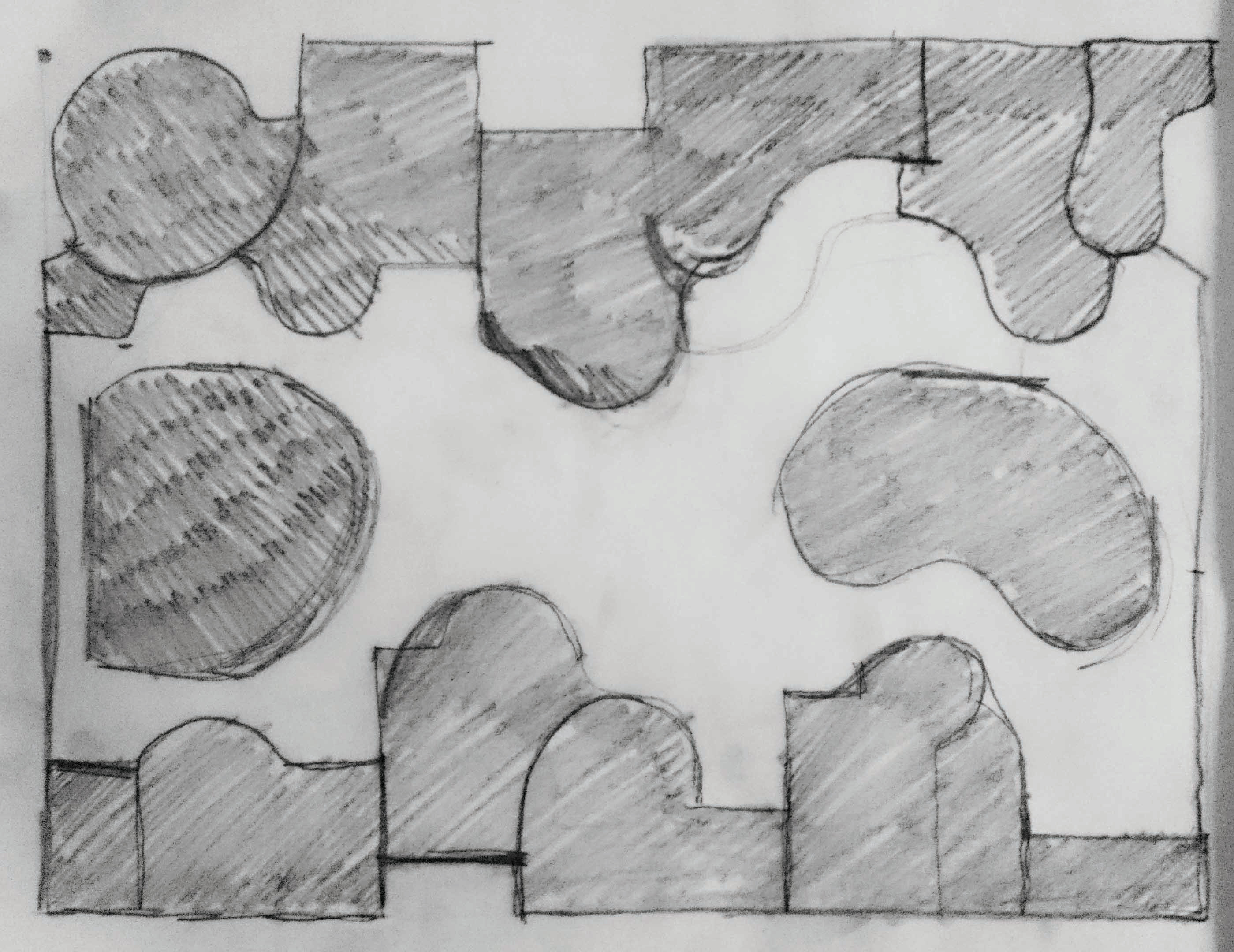 Preliminary Sketch: The figure-ground relationship between internal spaces.