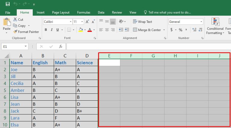 How to limit rows and columns in excel
