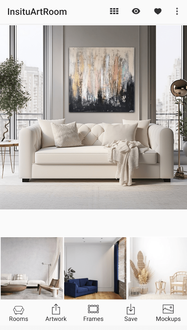 5 free wall art visualizer apps to see art in your home · 1. Insituartroom Previewing Your Art On A Wall Art In Room Art On Display