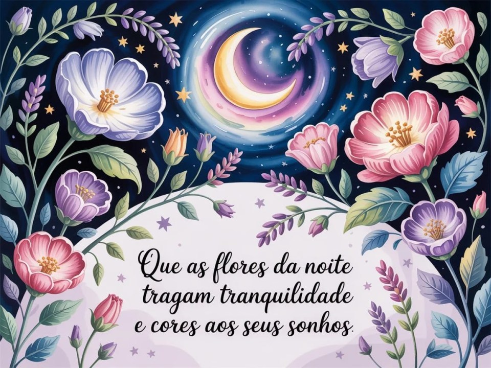 Mensagem de boa noite com flores