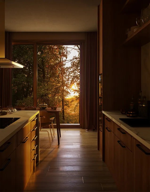 render arquitectura cocina atardecer render-arquitectura-cocina-atardecer