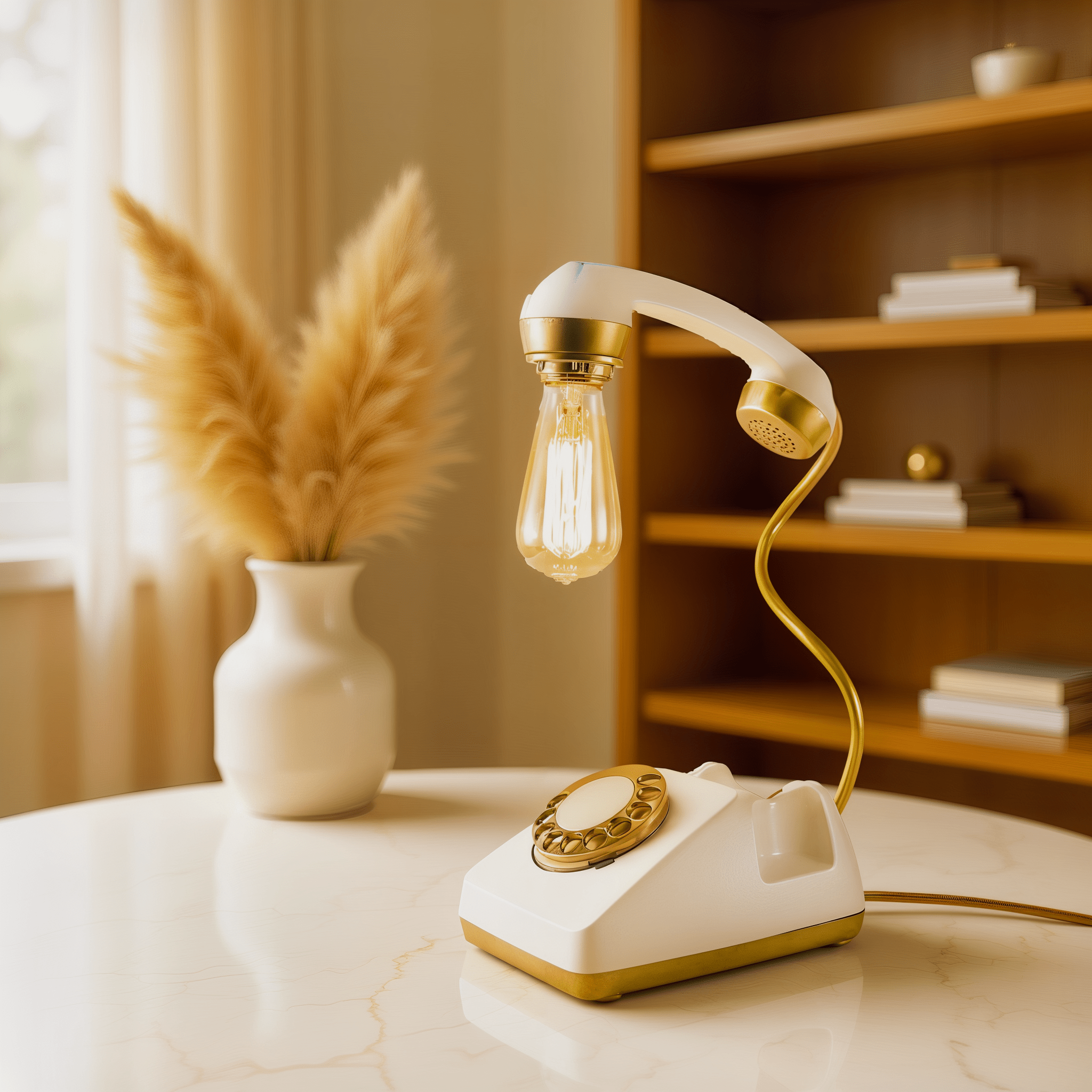 Retro telephone desk lamp, upcycled vintage decor, unique lighting, Ρετρό φωτιστικό τηλέφωνο, ανακυκλωμένο vintage διακοσμητικό