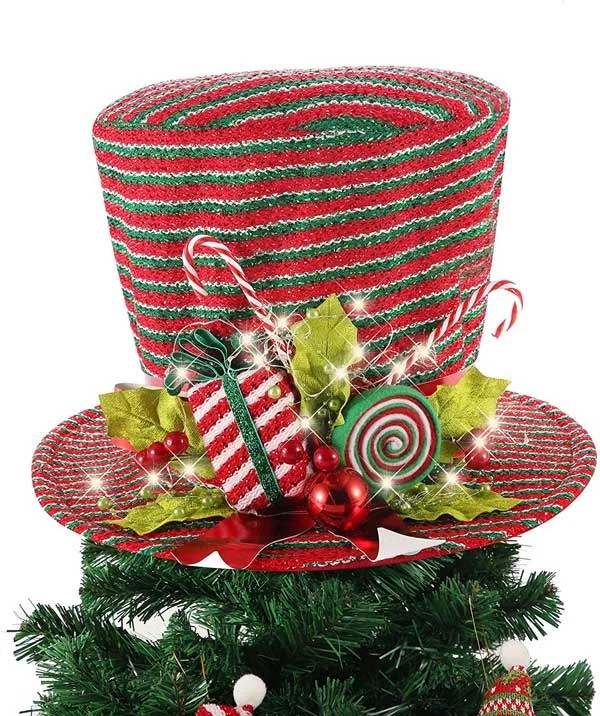 Christmas Tree Topper Decor Lighted Hot Red and Green