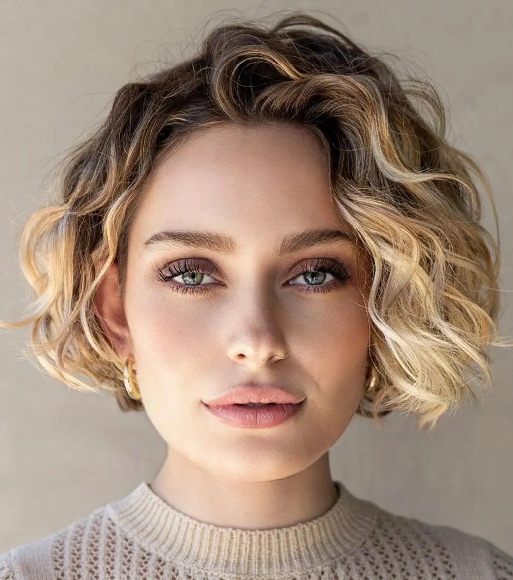 Wavy Blonde Bob with Shadow Roots