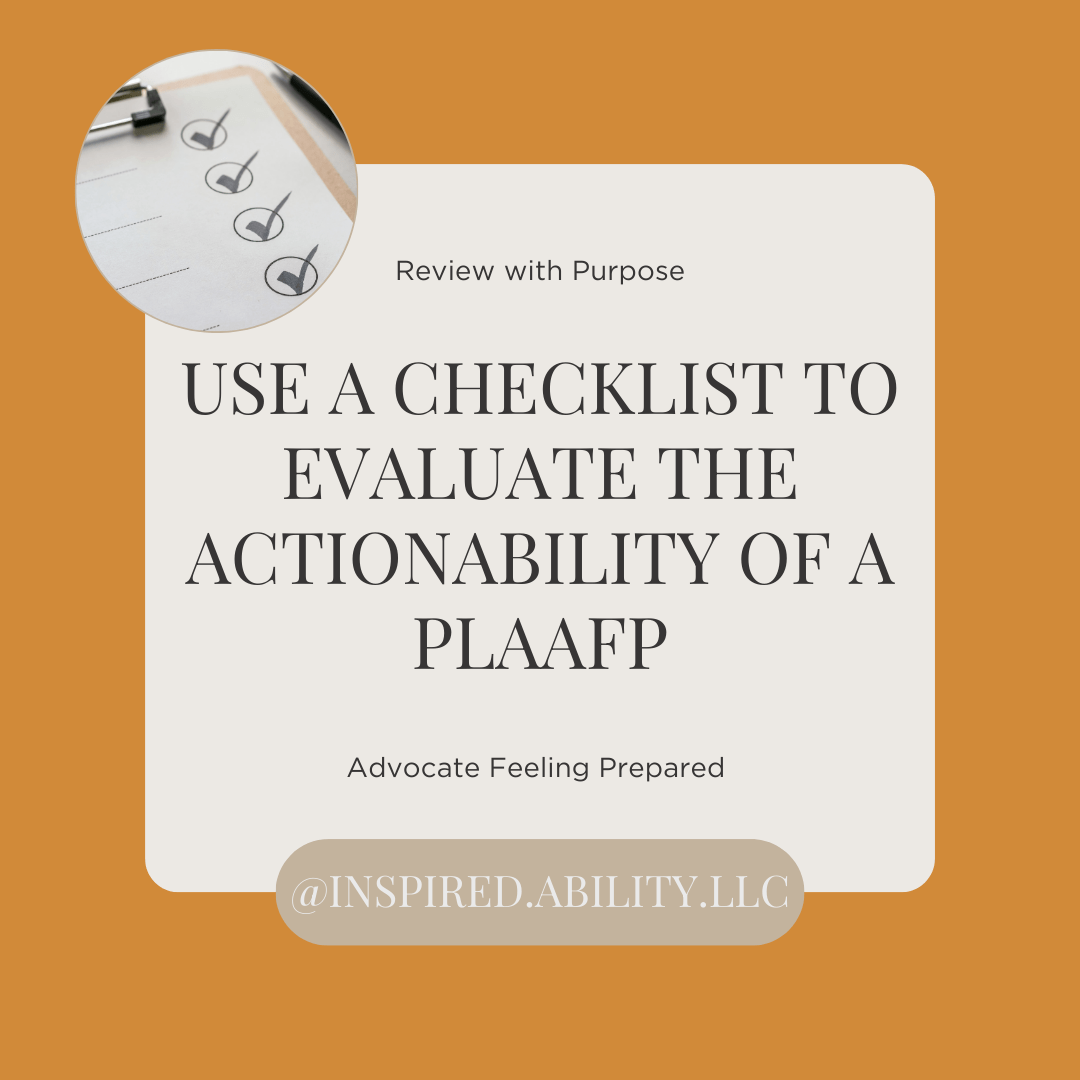 IEP PLAAFP Checklist Special Education
