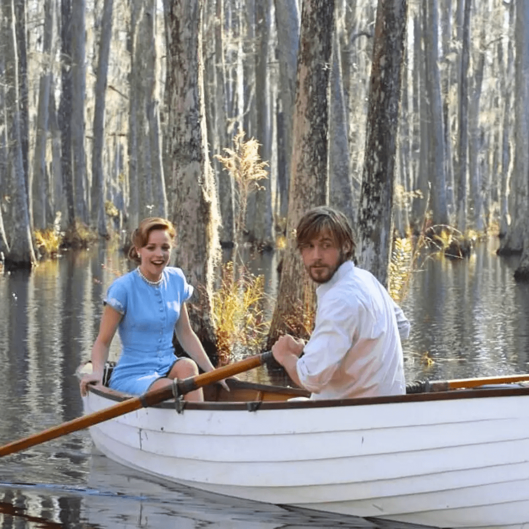 A screenshot of the river scene in the Notebook, which is filmed at Cyrpress Gardens