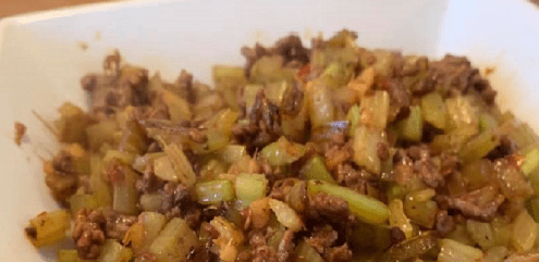 FUCHSIA DUNLOP’S – SICHUANESE “SEND THE RICE DOWN” CHOPPED CELERY AND MINCED BEEF