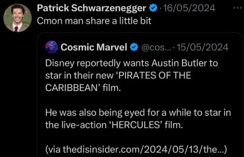 Patrick Schwarzenegger lanza indirectas a Austin Butler