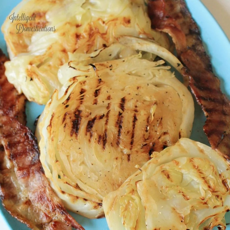 Stovetop Grilled Cabbage Steaks with Bacon