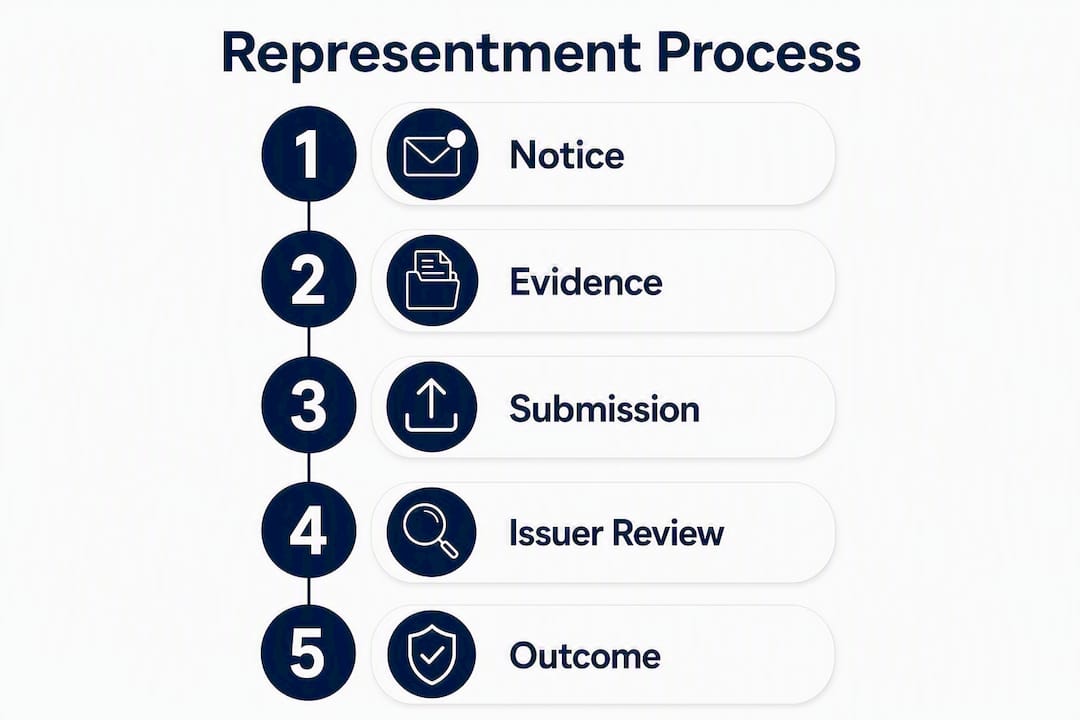 Infographic showing chargeback representment process steps