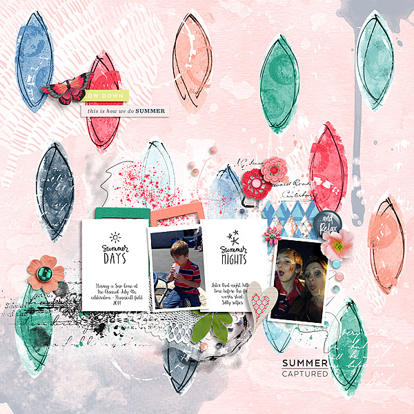 Whispering Willow Papers and Messy Marvin by Amy Wolff Be-tween Elements by Etc. by Danyale Soleil Elements and Journal Cards by One Little Bird Chasing Summer {Dressed Down} by Fiddle-Dee-Dee Designs