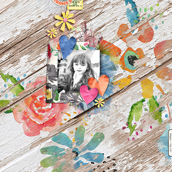 Flower Fusion Papers and Elements by Etc. by Danyale A Bit Worn Templates by Valorie Wibbens