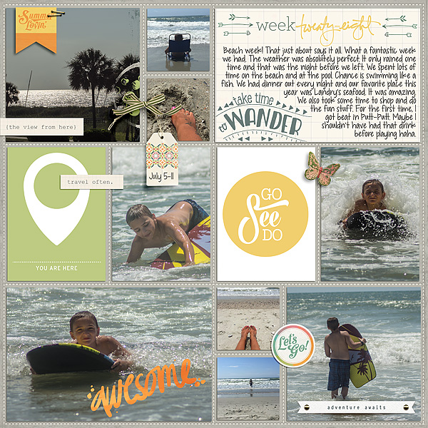 Wanderer - July 2015 Collection by Pixels and Company Pocket Pages: Fair and Square v1 by Gennifer Bursett Weekly Edition by One Little Bird (left side)