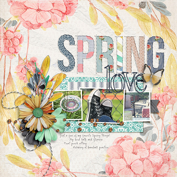 Vintage Spring Papers by Etc. by Danyale Vintage Spring Elements by Etc. by Danyale Embroidered Alpha by Just Jaimee Clean and Simple n29 by Sabrina's Creations