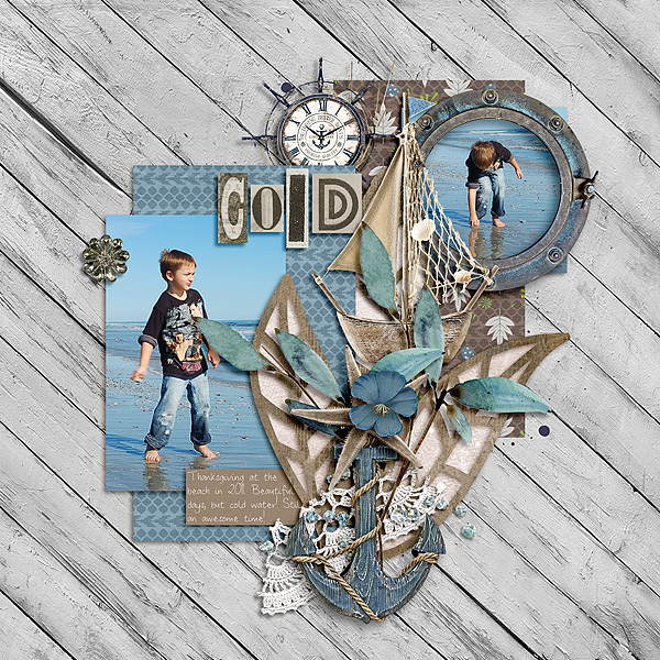 Winter Wish Kit by Etc. by Danyale Frosty Leaves Template by Scrapping with Liz