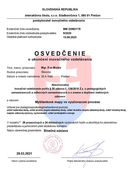 1 k nariadeniu vlády č 388/2018 z. Inovacne Vzdelavanie Interaktivna Skola