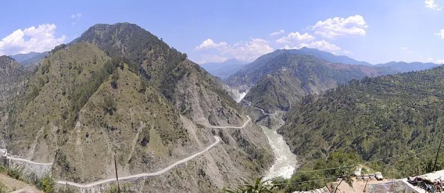Baglihar Dam across Chenab river in Doba district of Jammu and Kashmir state in India