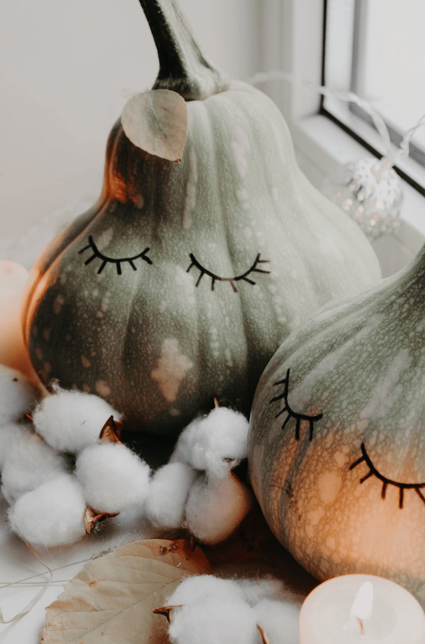 green pumpkins in close up photography