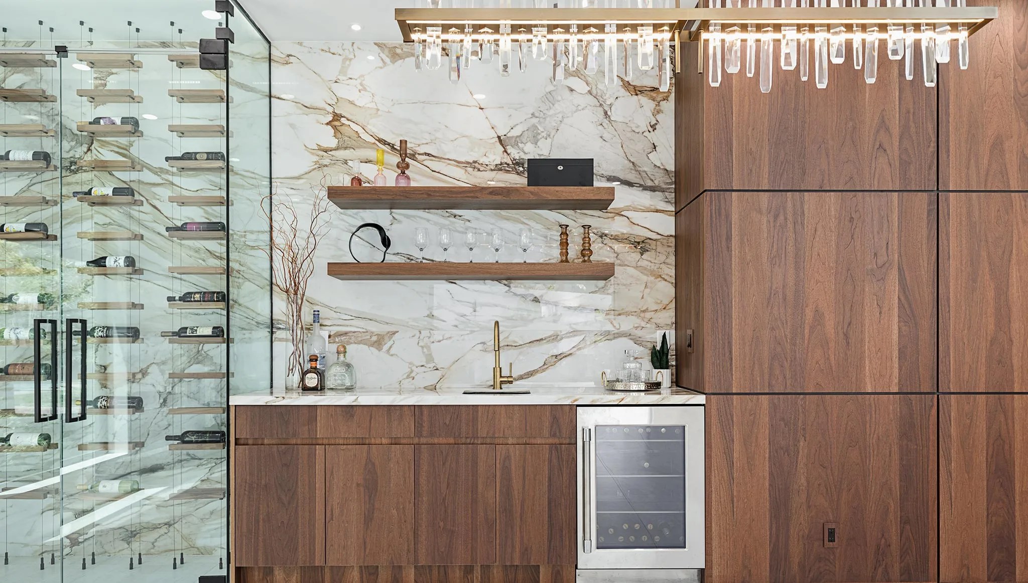 Brentwood, CA Luxury Bar Design Textural Interior Design in Los Angeles