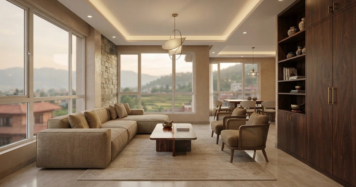Modern luxury home interior designed by an interior designer in Kathmandu