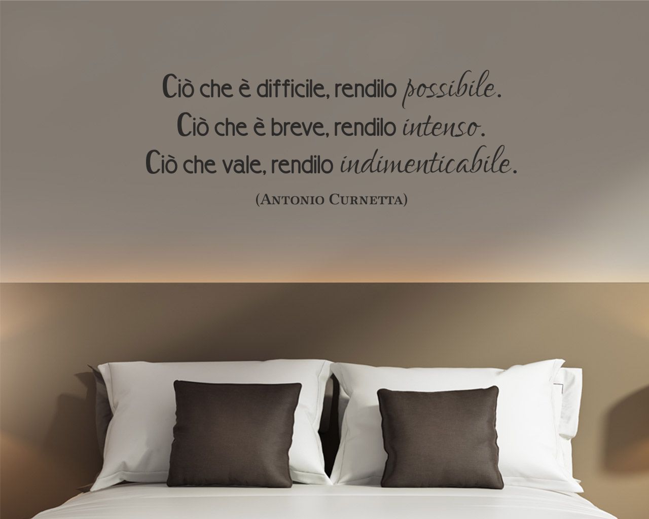 Adesivo da parete frase "CIÒ CHE È DIFFICILE, RENDILO POSSIBILE"