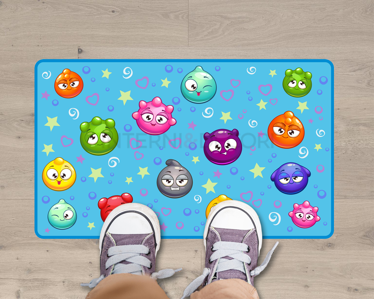 Tappeto adesivo bambini "QUANTE BOLLICINE!"