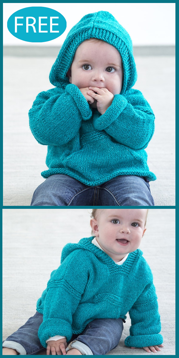 Wide ribbing at cuffs, waistband help them stay flat; Little One Hoodie Knitting Patterns - In the Loop Knitting