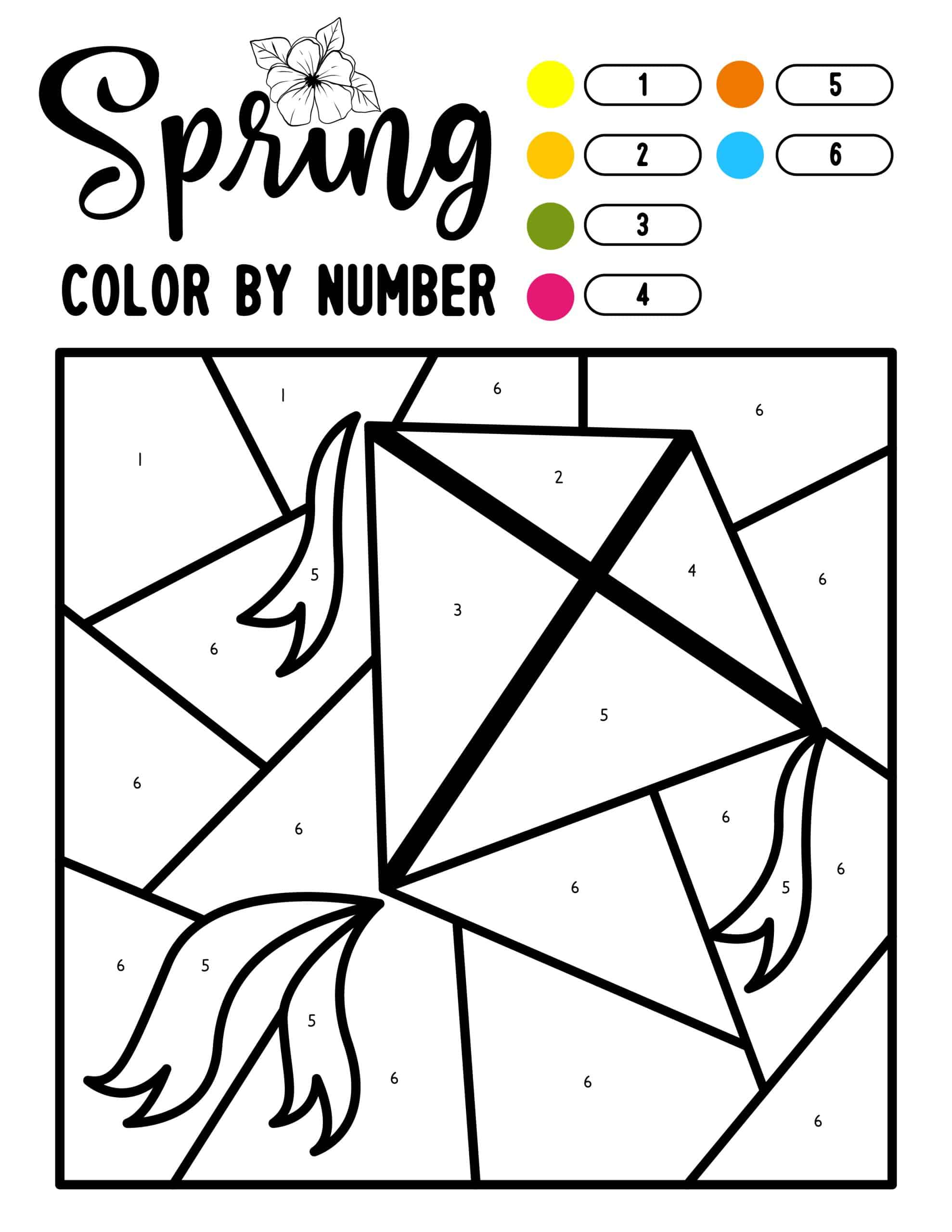 Color by Number Spring Coloring Pages - In The Playroom