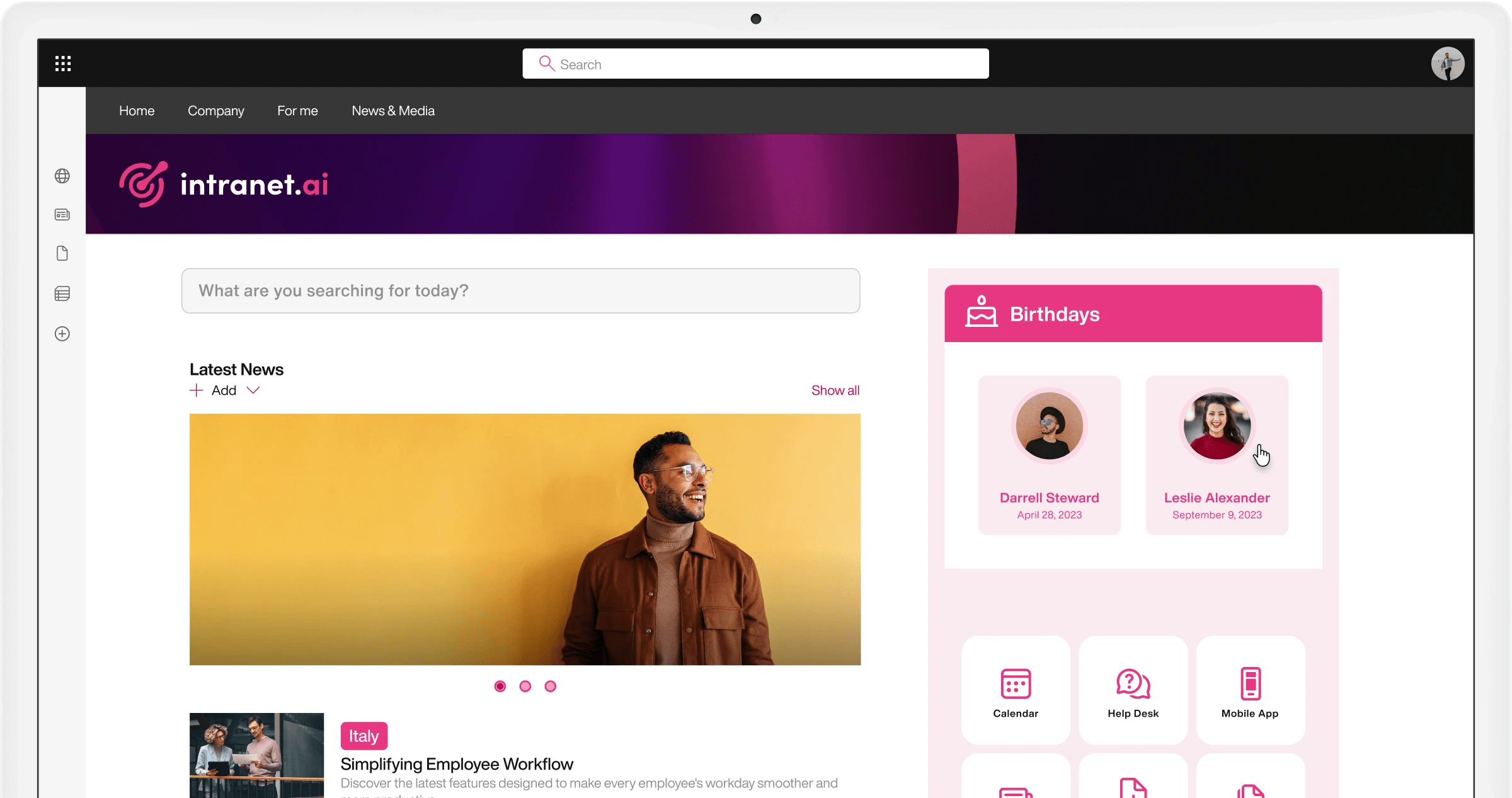 Our Features For Communication In The Sharepoint Intranet - Premium Landscape Design Gallery - Retina