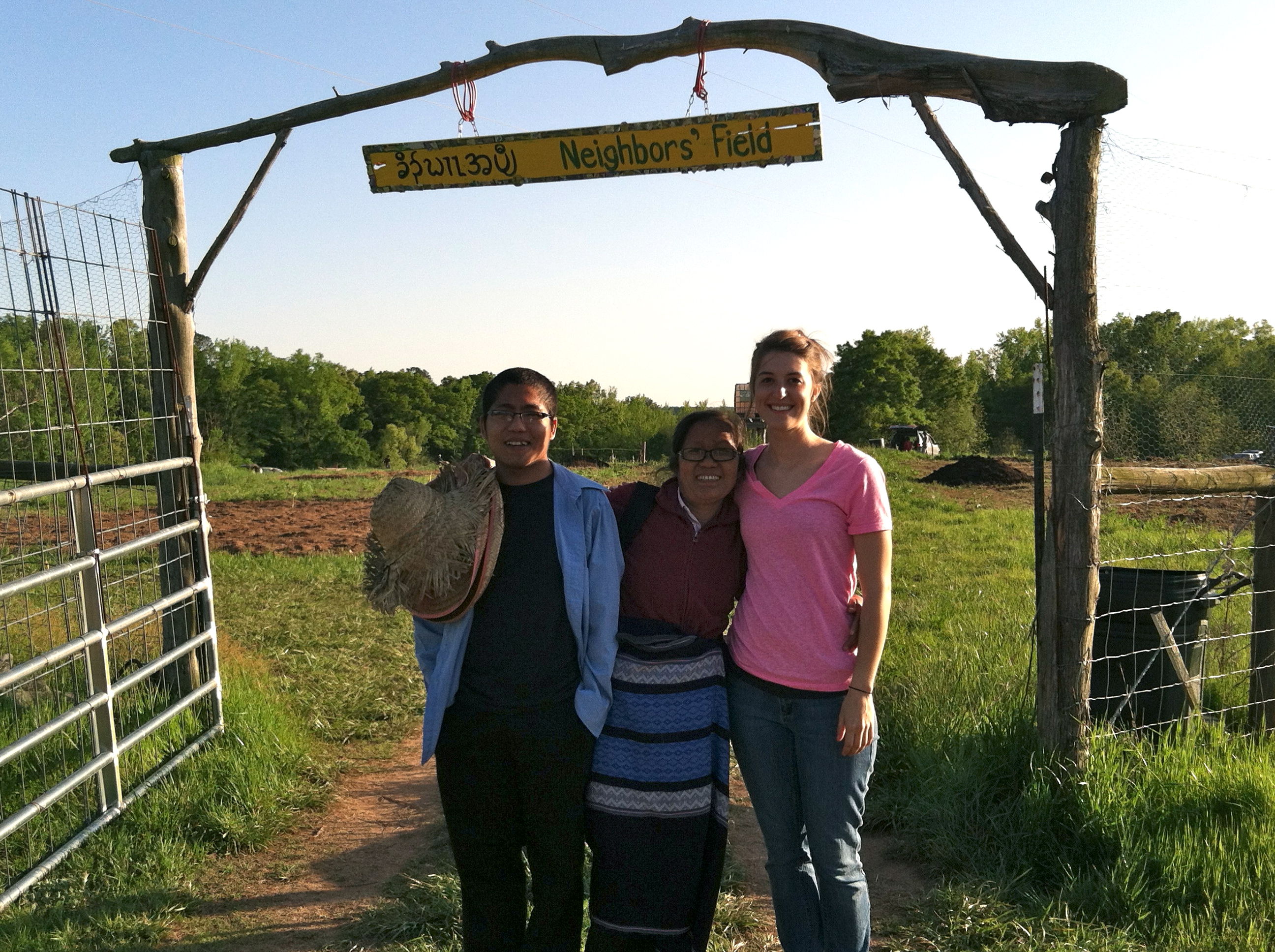 With mother and son in the Community Garden, "The Neighbors' Field."