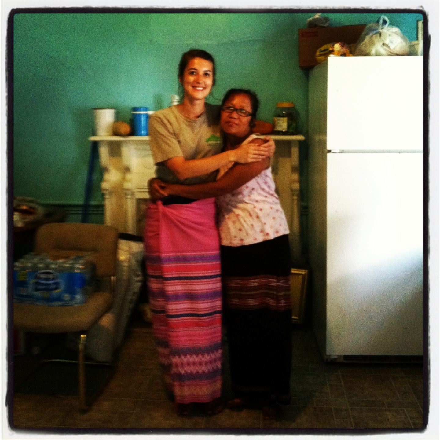 This woman is amazing. She welcomed me into her family, and she gave me this beautiful skirt from her home country. I wear it whenever I visit.