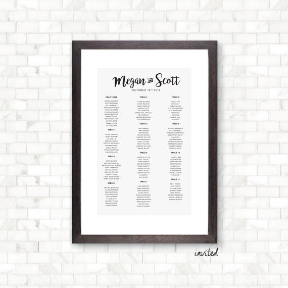 Classic Seating Chart – Digital File