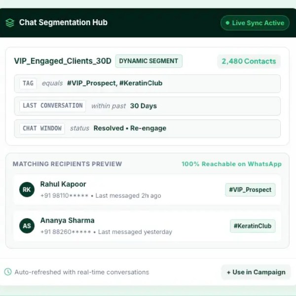 Wabixo WhatsApp chat segmentation rule builder