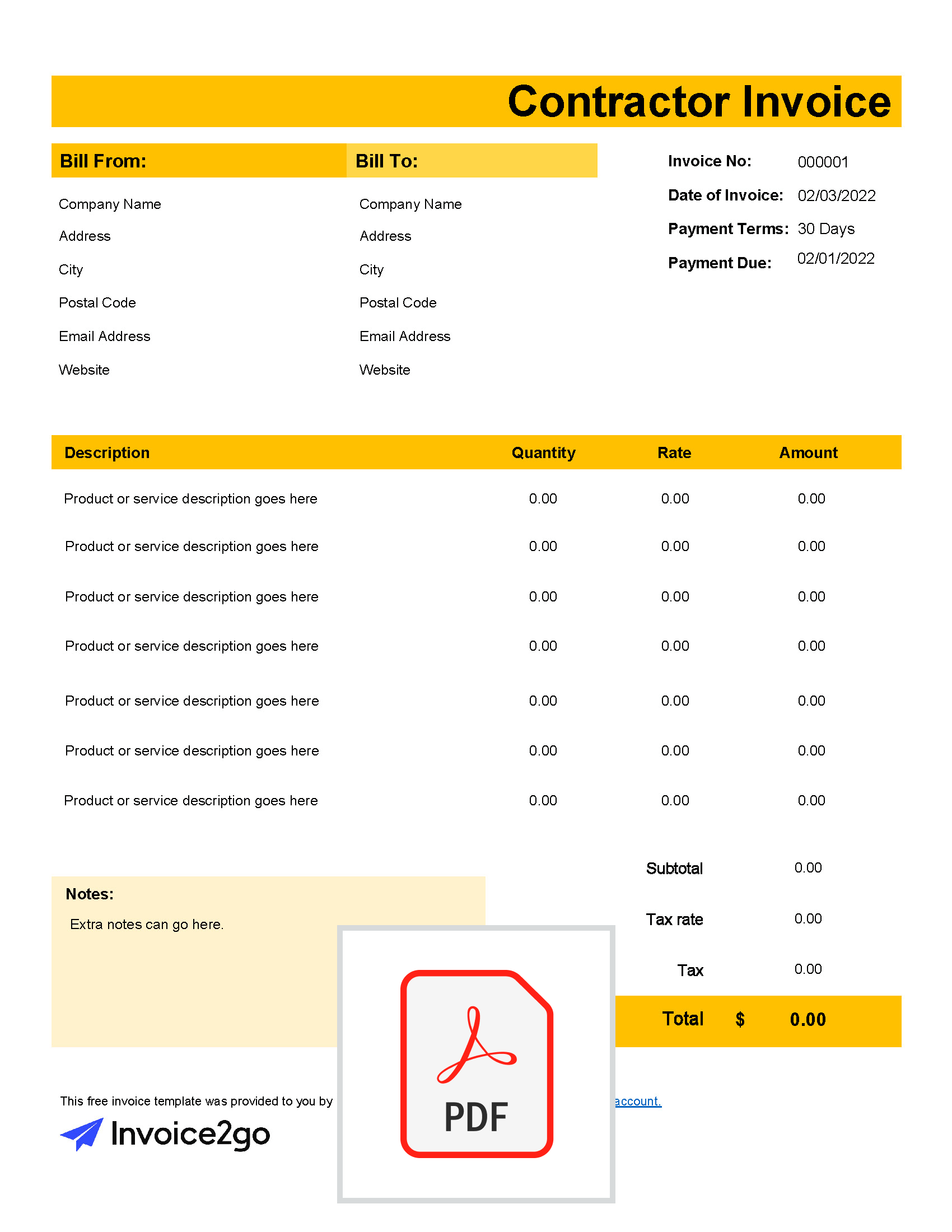 Contractor Invoice Template2 Pdfsimpli - Full HD Light Pictures for Desktop