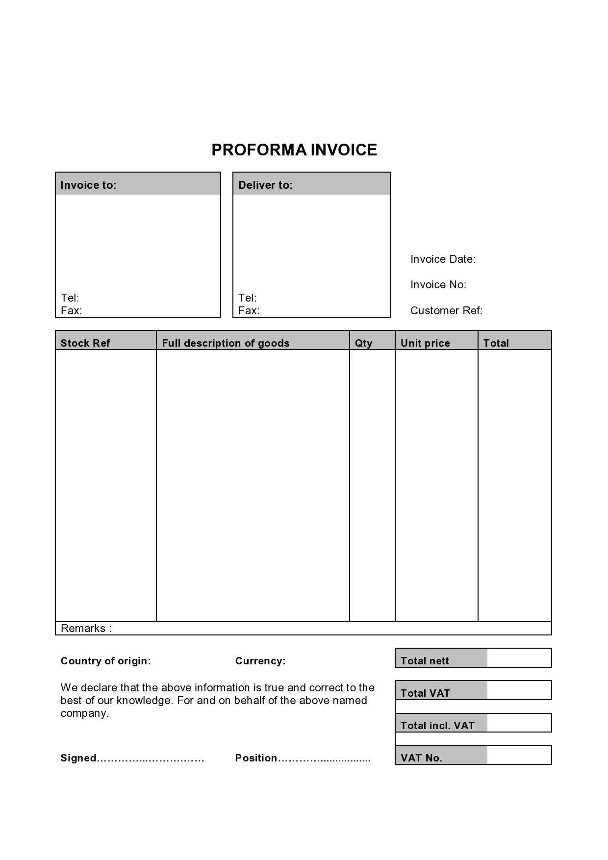 invoice template free simple proforma invoice