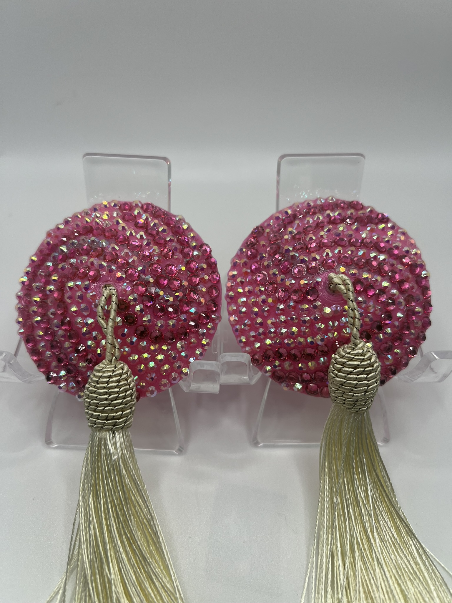 Pink Swirls with Cream Tassels
