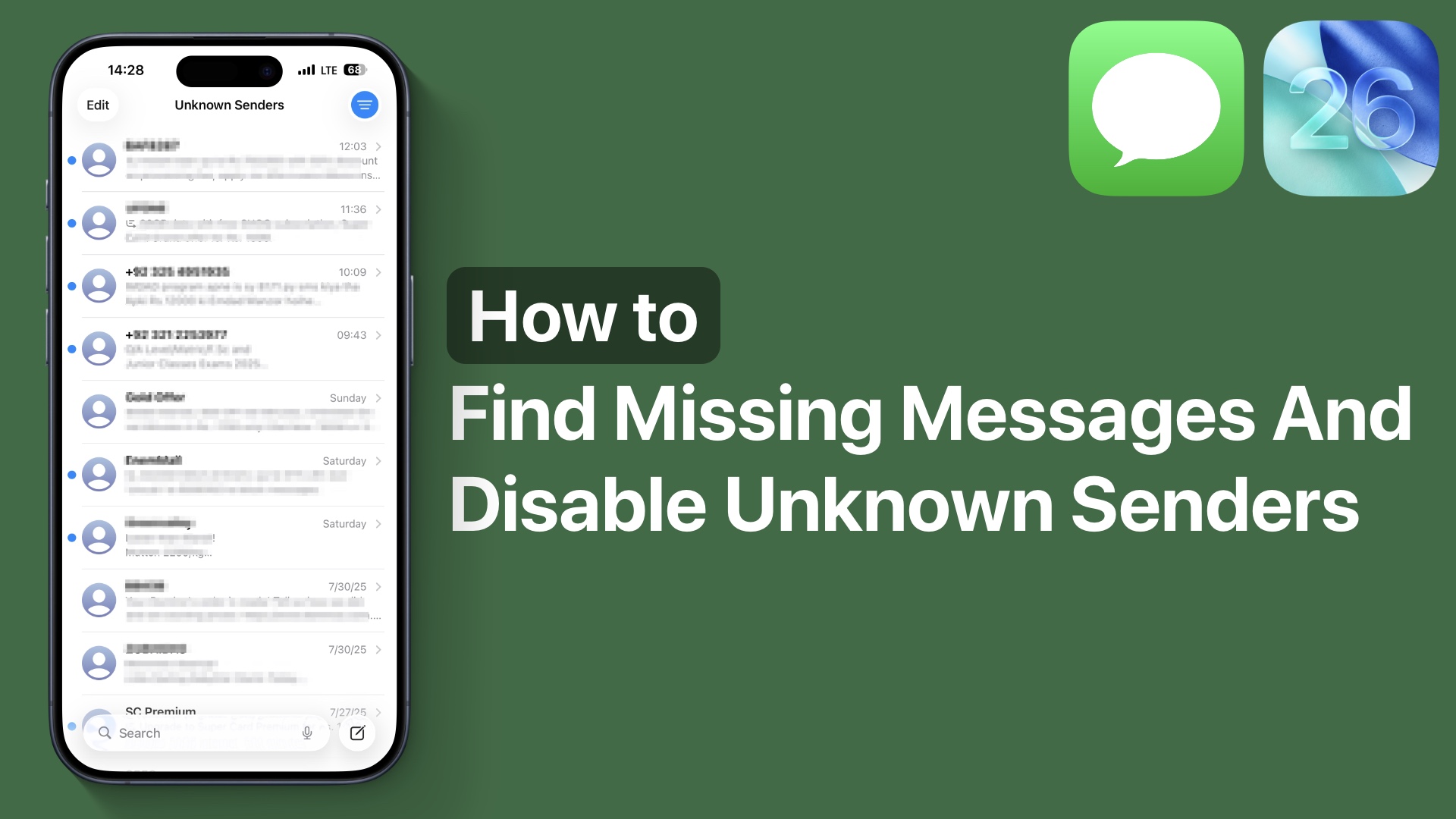 How To Find Missing Messages In iOS 26 And Disable Unknown Senders