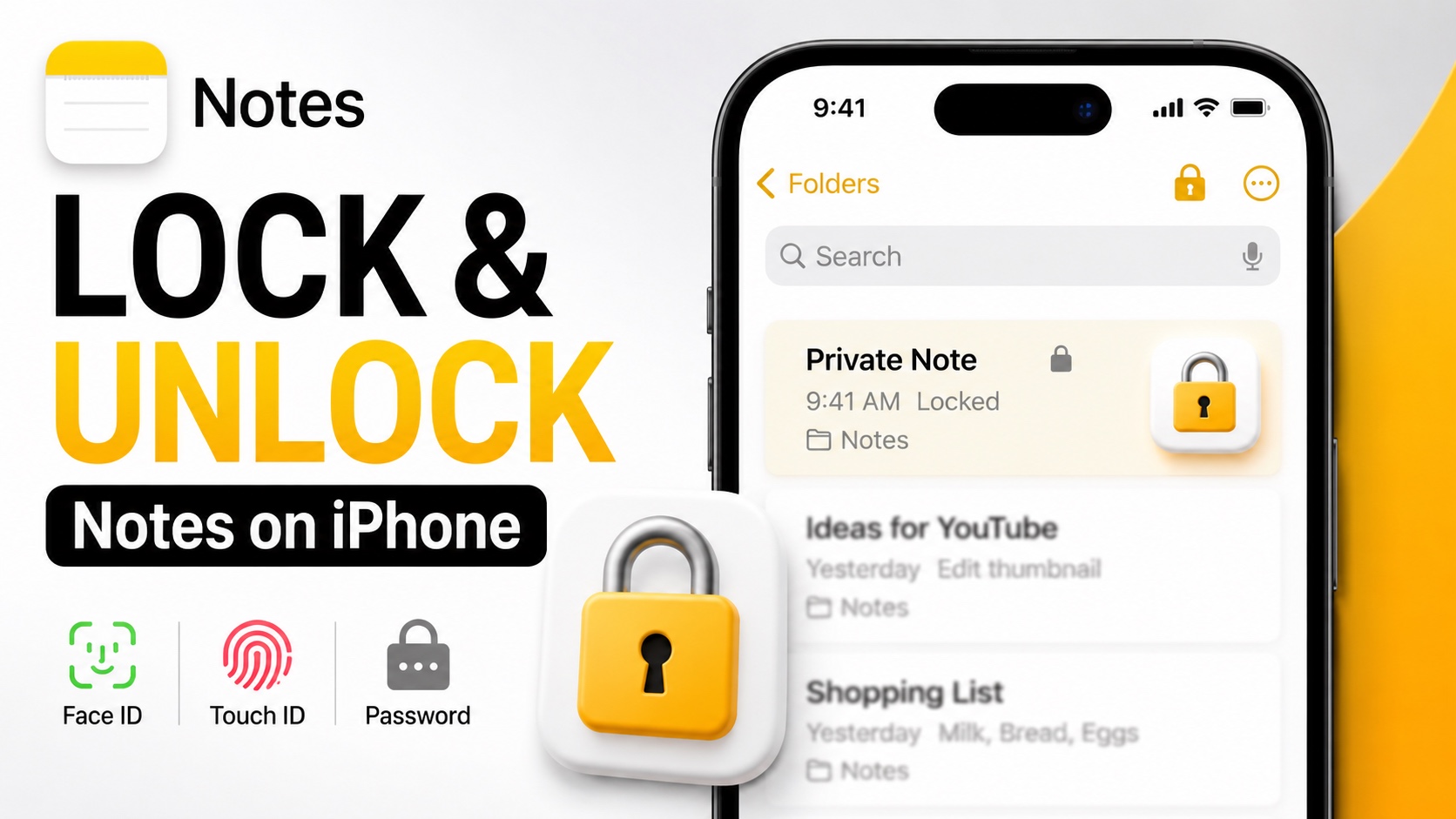 Lock and Unlock Notes on iPhone
