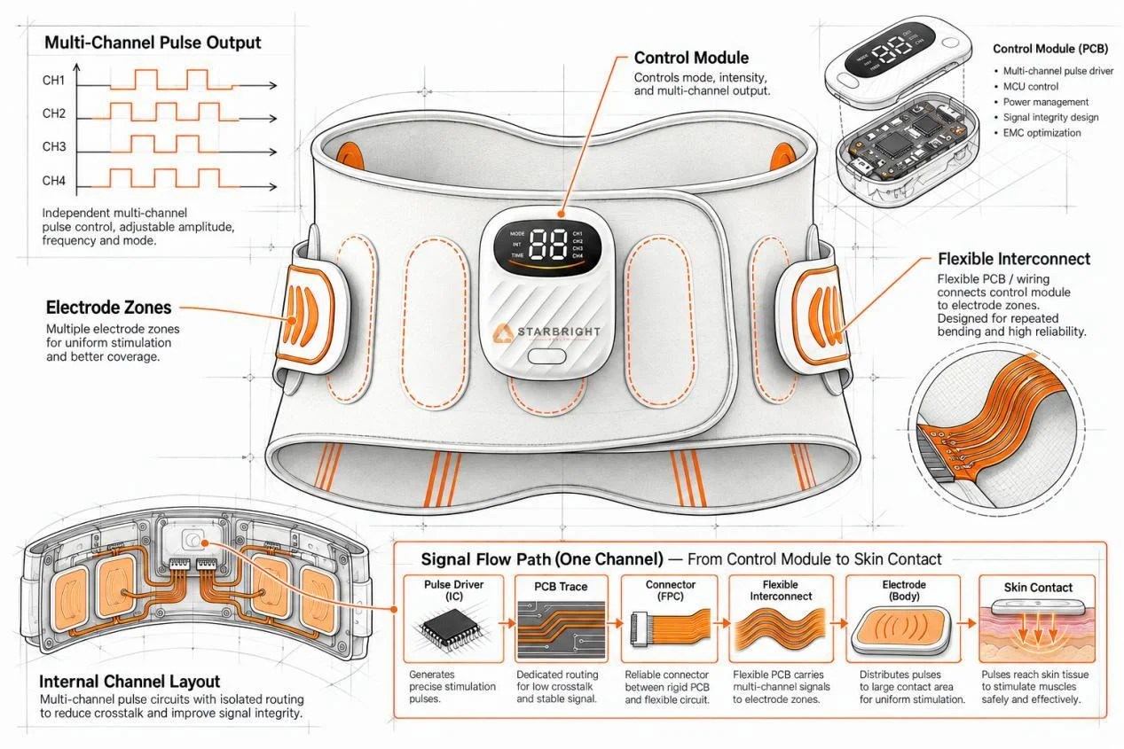 Flexible Waist Belt PCB Design:Multi-Channel Pulse Circuit Signal Integrity and EMC Optimization
