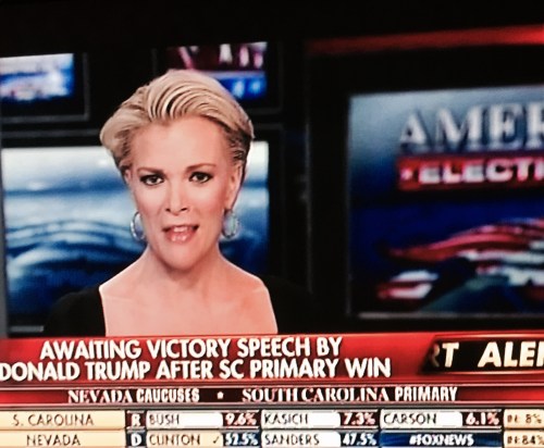 Fox is having a very grumpy night. Megyn has a very brittle smile.
