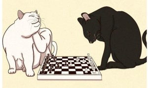 Squared off 24/7. Only thing missing is the clock chess nerds use to show how quickly they decided on their next move.