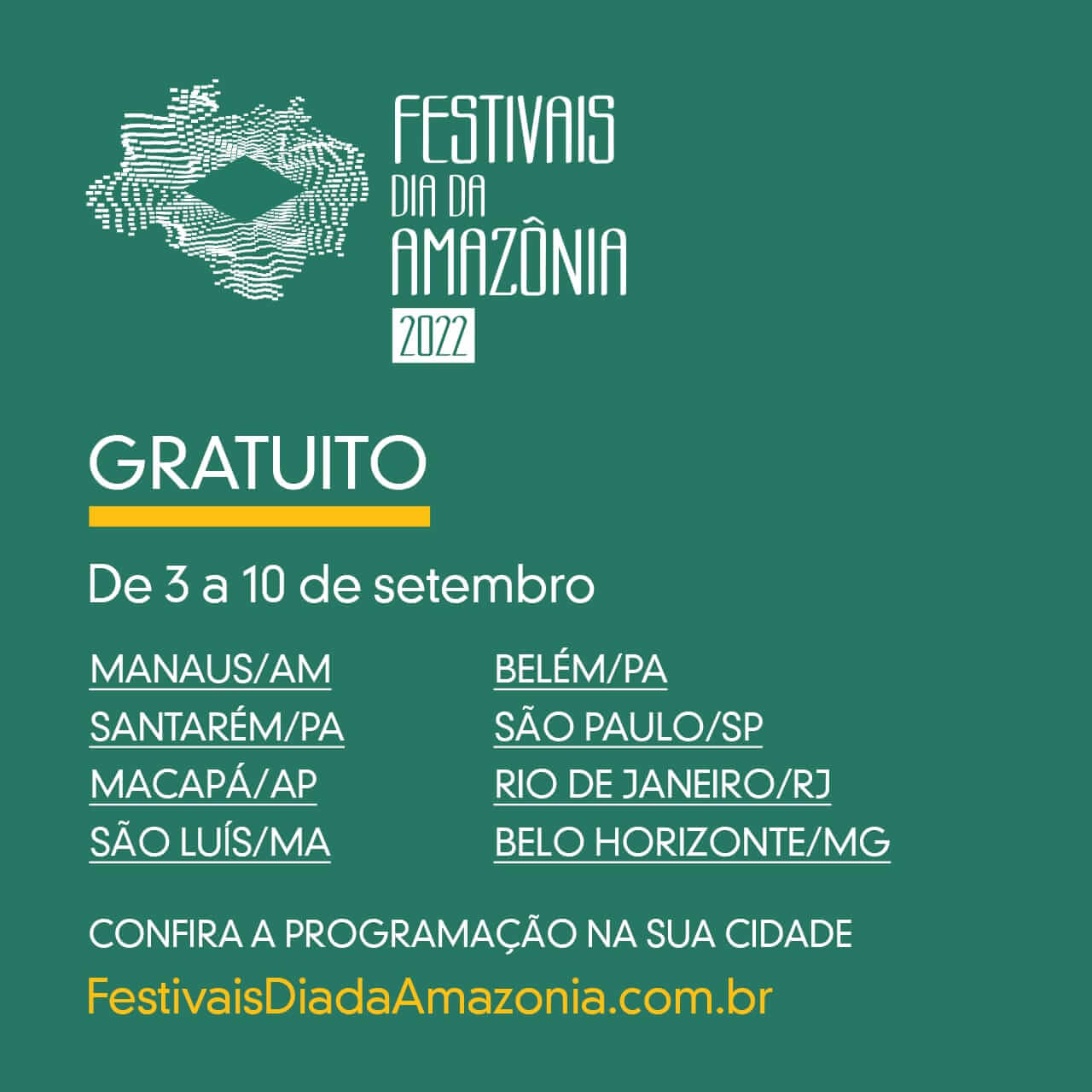 Festivais em oito cidades celebram Dia da Amazônia de 3 a 10 de