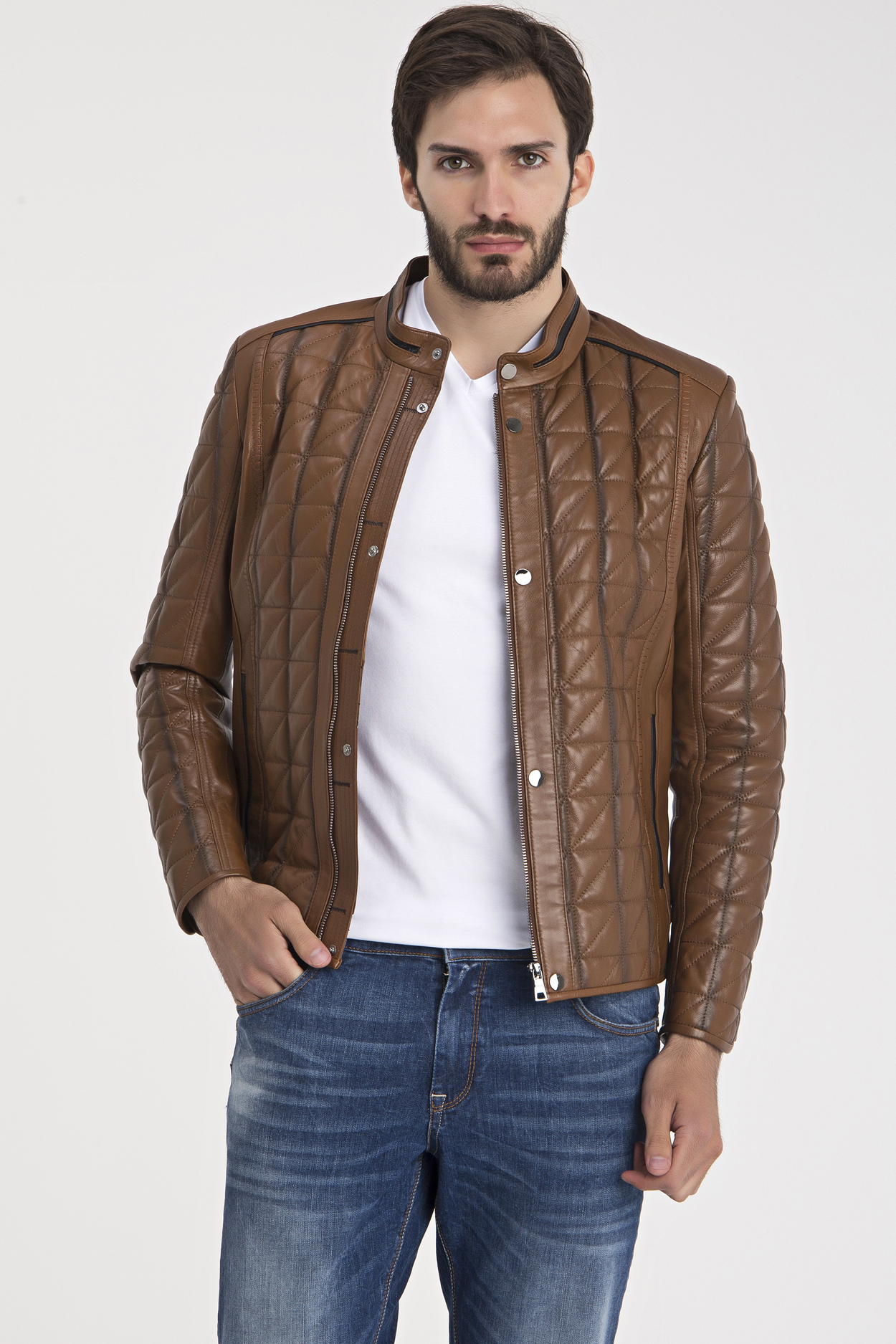 IPARELDE LightBrown Men Leather Jacket -IPAM02