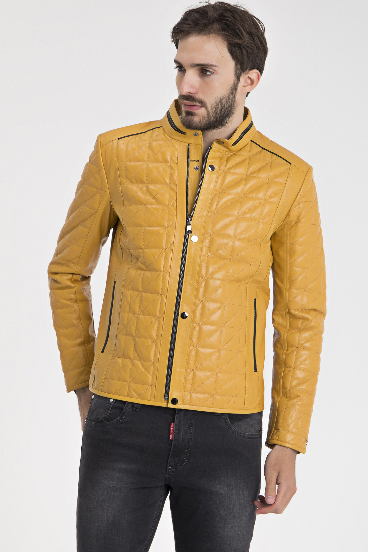 IPARELDE Yellow Men Leather Jacket -IPAM02