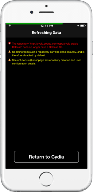 cydia errors ios 10