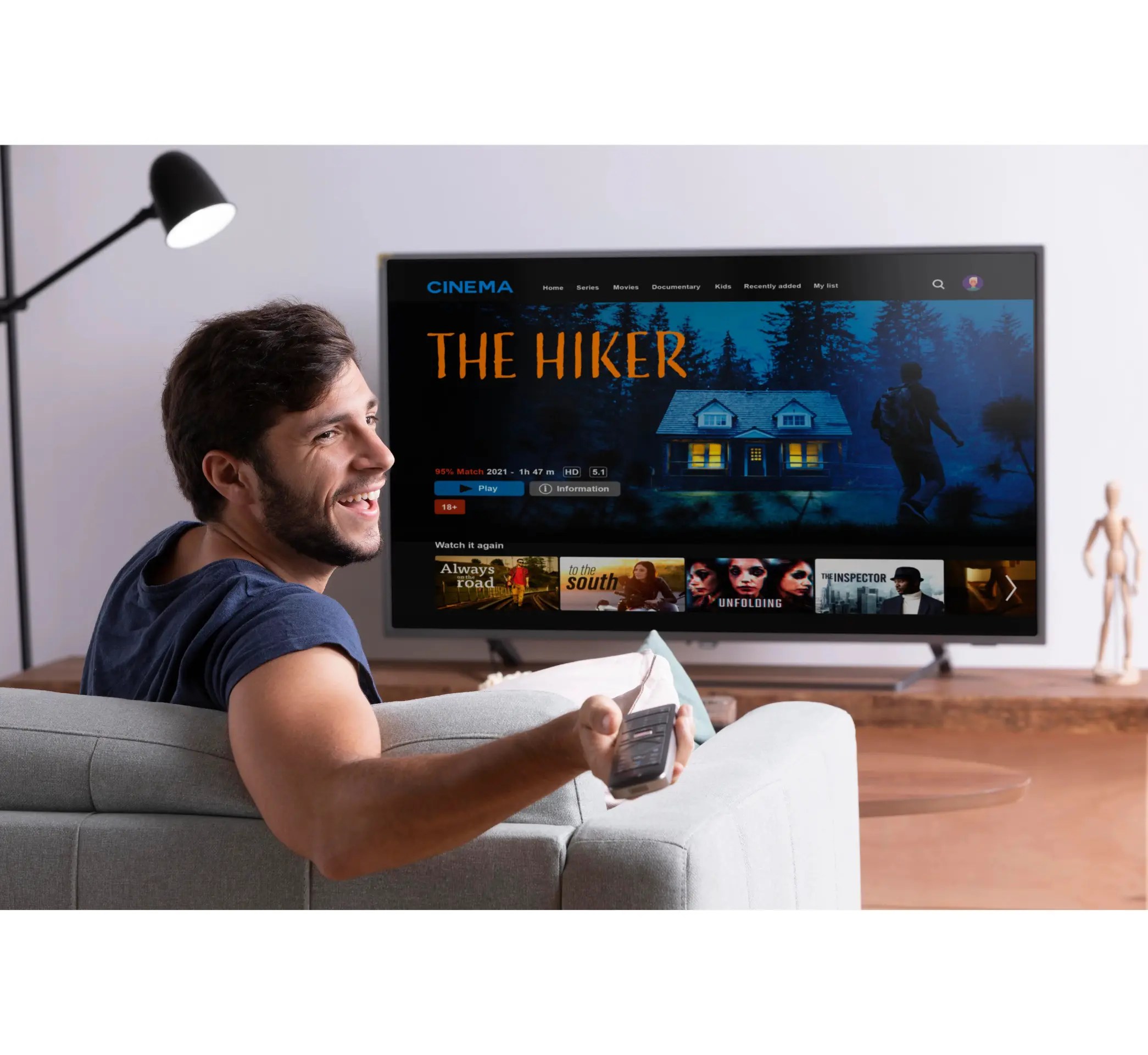 Streaming IPTV content on a smart TV in a UK home, showing how to get IPTV UK and watch channels instantly online