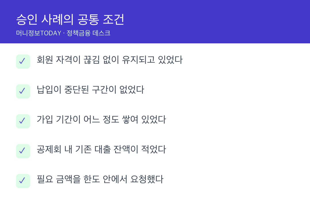 승인 사례의 공통 조건